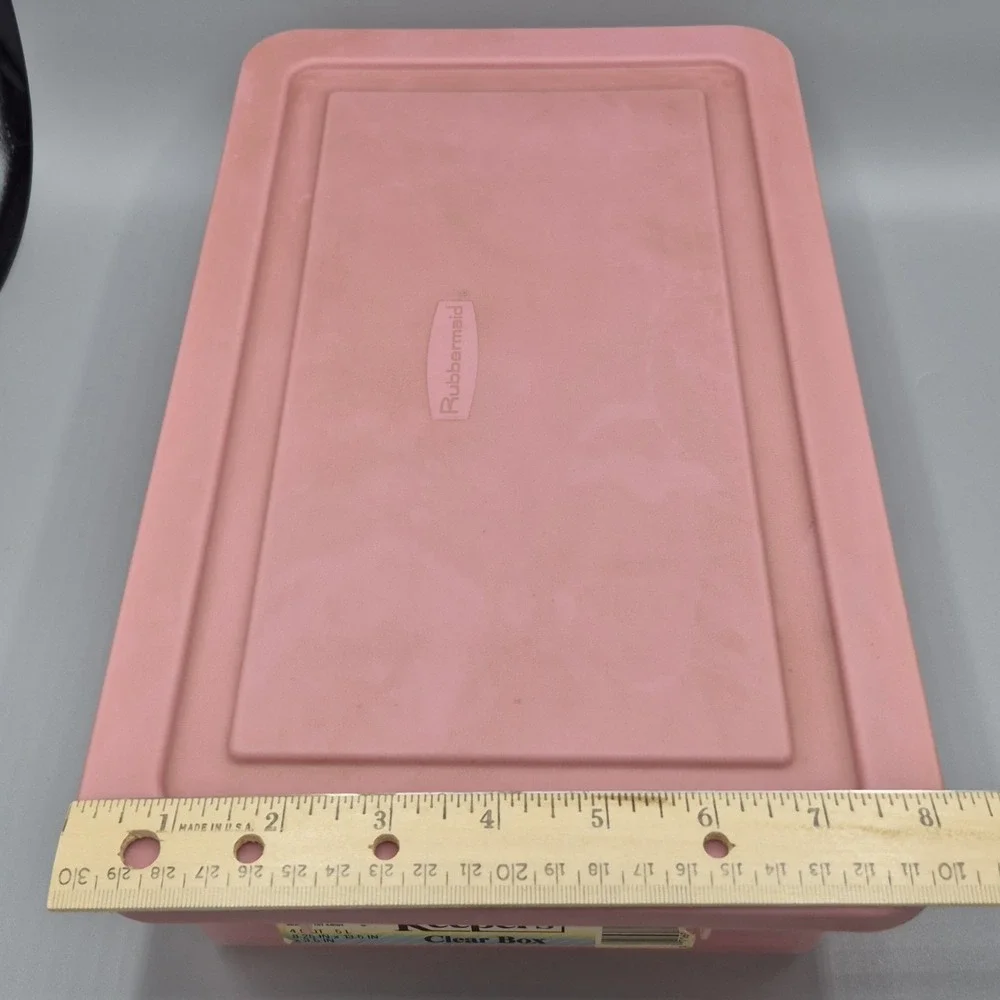 Vintage Rubbermaid 0286 Storage Box ALL Pink Clear Container Plastic Snap Shut‎